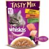 Whiskas Chicken With Salmon Wakame Seaweed and Tuna with Kanikama and Carrot in Gravy Tasty Mix Adult Cat Wet Food Combo